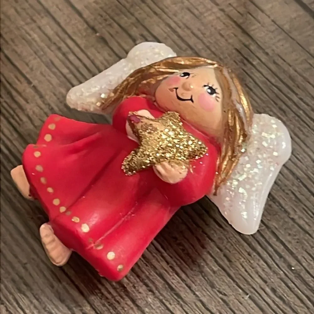 Vintage S. Lehman Red Dress Angel Pin - Brooch Designed for Fun World 1990’s